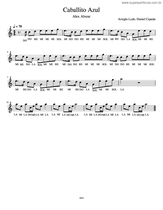 Partitura da música Caballito Azul – Alex Alvear Caballito Azul