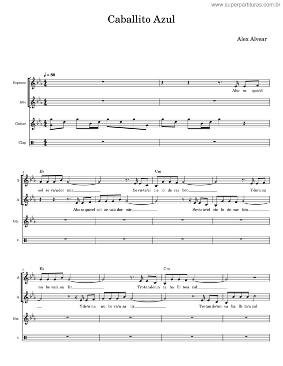 Partitura da música Caballito Azul – Alex Alvear v.2