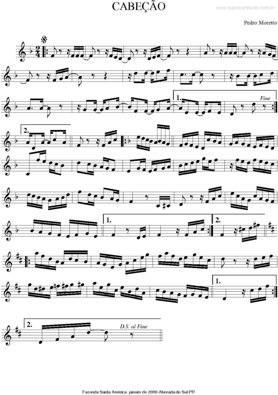 Partitura da música Cabeção