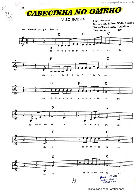 Partitura da música Cabecinha No Ombro v.10