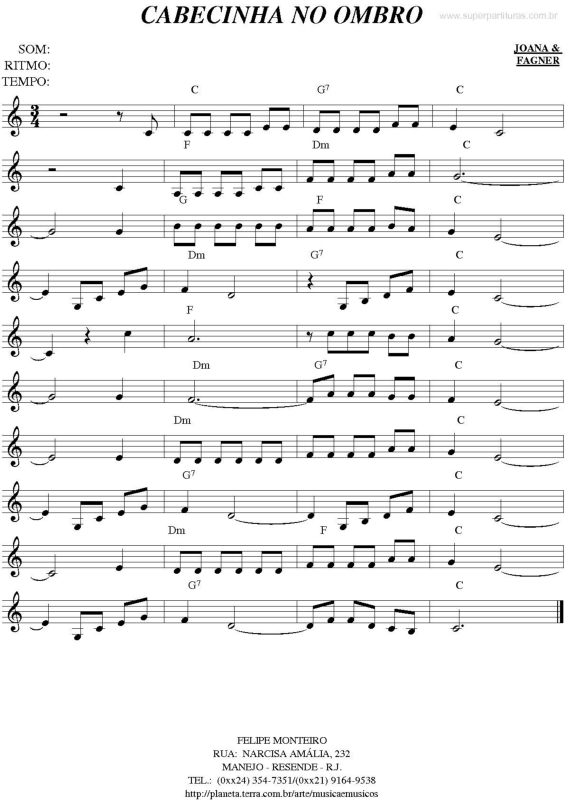 Partitura da música Cabecinha No Ombro v.2