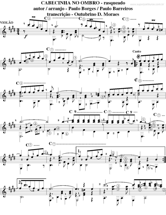 Partitura da música Cabecinha no Ombro v.4