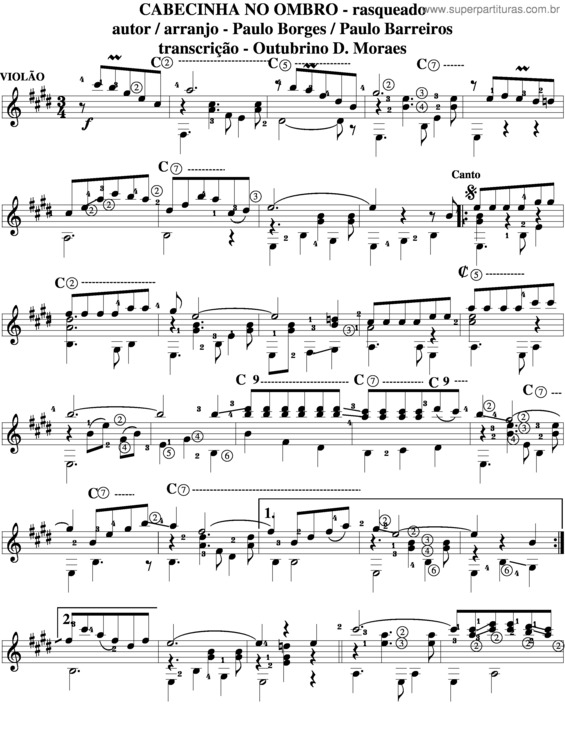 Partitura da música Cabecinha No Ombro v.6