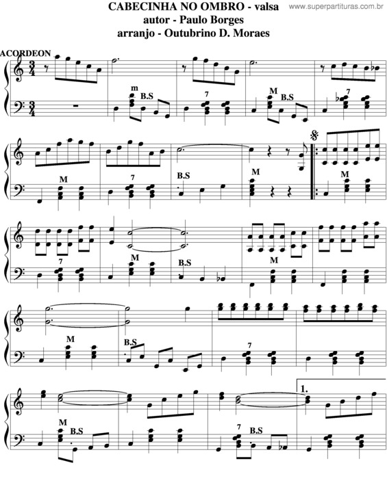 Partitura da música Cabecinha No Ombro v.7