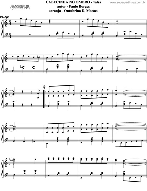 Partitura da música Cabecinha No Ombro v.8
