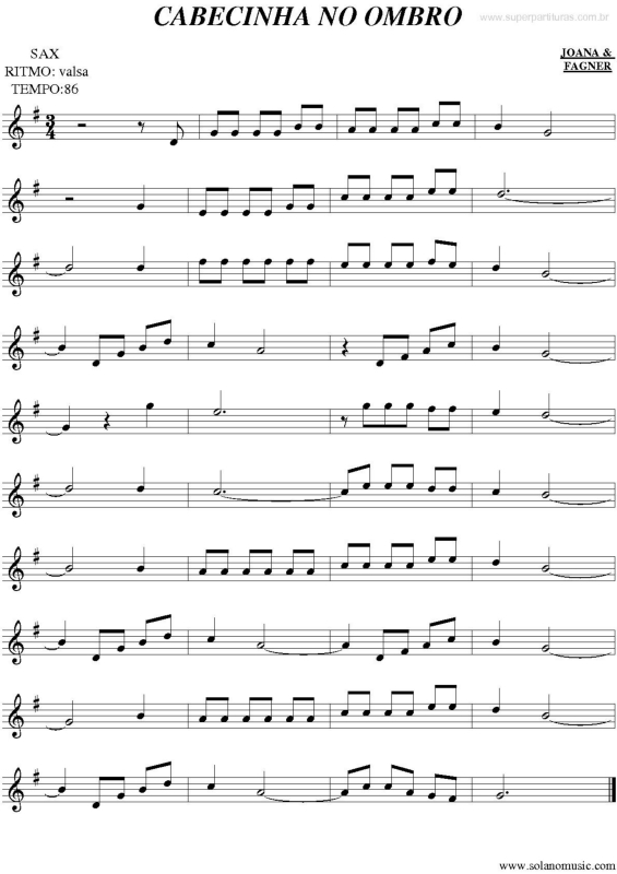 Sucessos de Fagner, Partitura