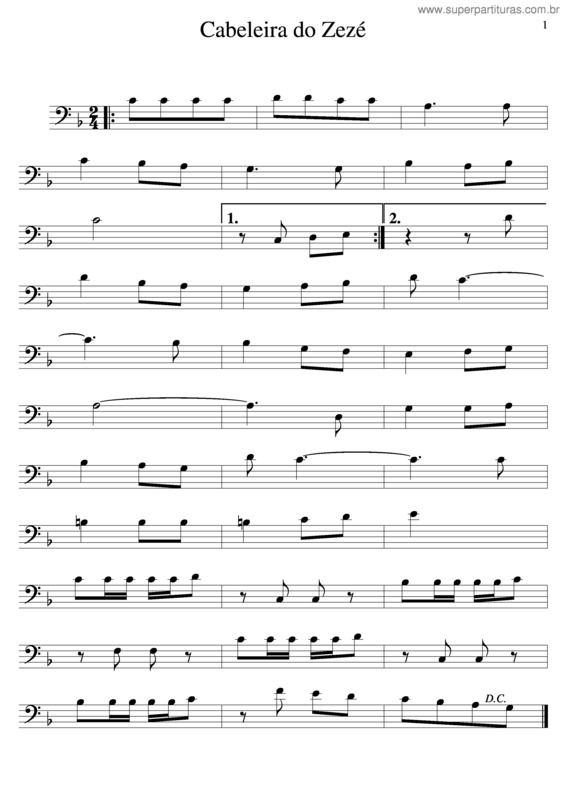 Partitura da música Cabeleira Do Zézé v.2
