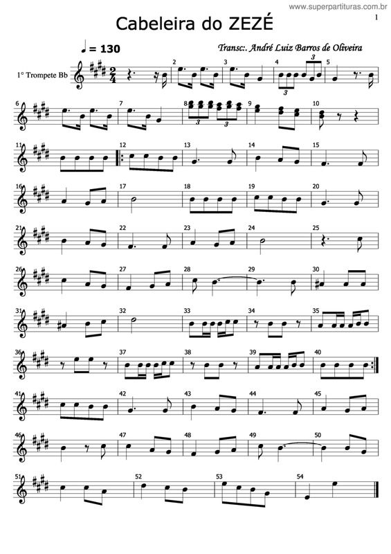 Partitura da música Cabeleira Do Zezé v.3