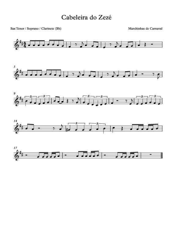Partitura da música Cabeleira Do Zezé v.7