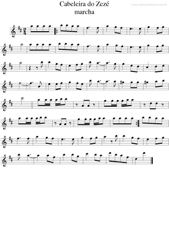 Partitura da música Cabeleira do Zezé