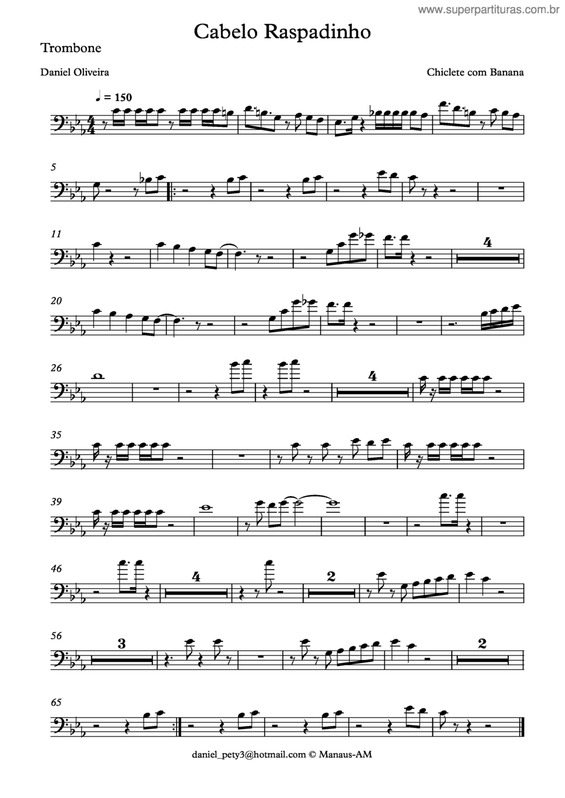 Partitura da música Cabelo Raspadinho v.2
