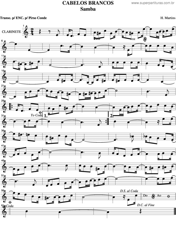 Partitura da música Cabelos Brancos v.2