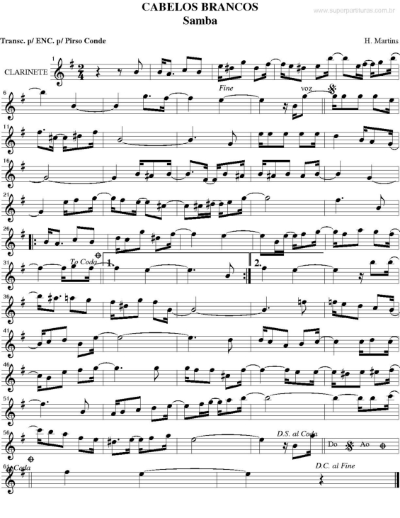 Partitura da música Cabelos Brancos