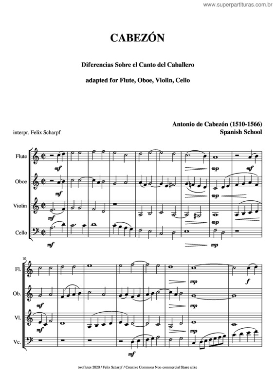 Partitura da música Cabezón, Antonio De