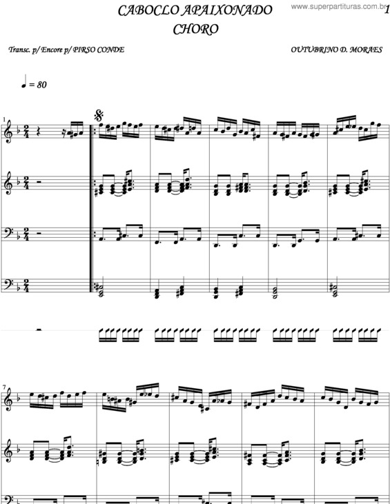 Partitura da música Cabloco Apaixonado