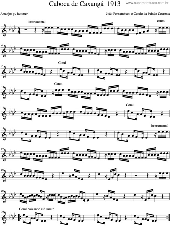 Partitura da música Caboca De Caxangá