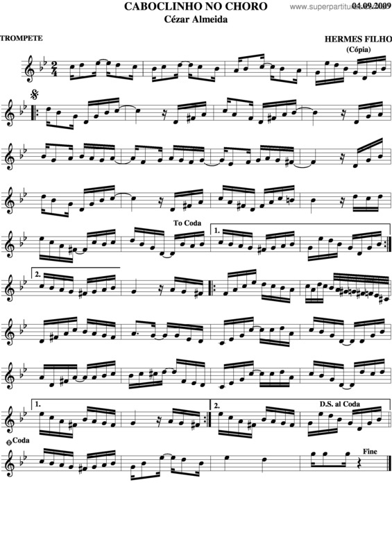 Partitura da música Caboclinho No Choro