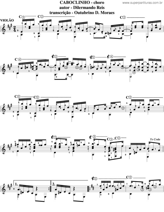 Partitura da música Caboclinho v.2