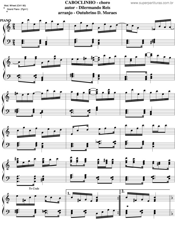 Partitura da música Caboclinho