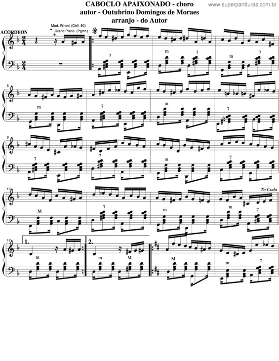 Partitura da música Caboclo Apaixonado v.3