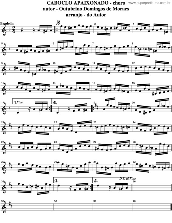 Partitura da música Caboclo Apaixonado v.4