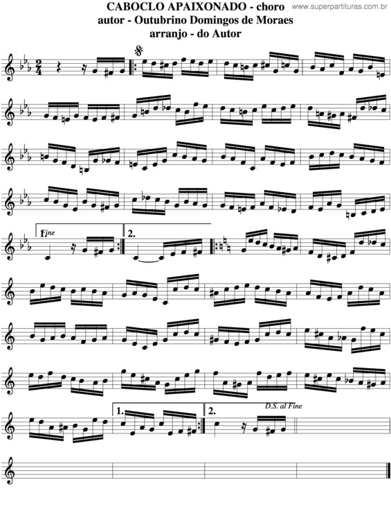 Partitura da música Caboclo Apaixonado