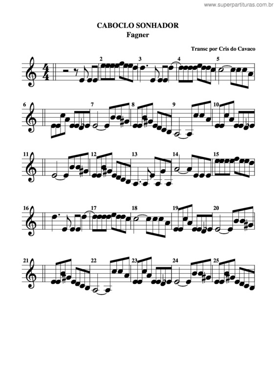 Partitura da música Caboclo Sonhador v.2