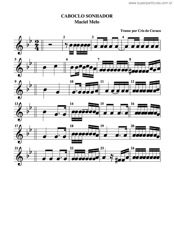 Partitura da música Caboclo Sonhador v.3