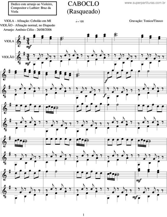Partitura da música Caboclo v.2