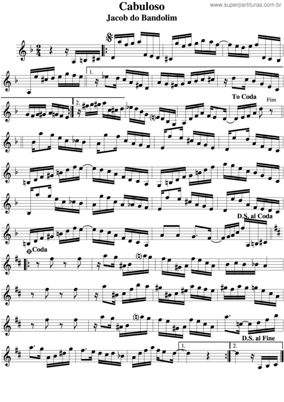 Partitura da música Cabuloso v.3