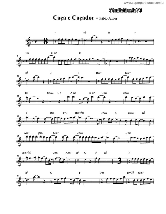 Partitura da música Caça e Caçador v.2