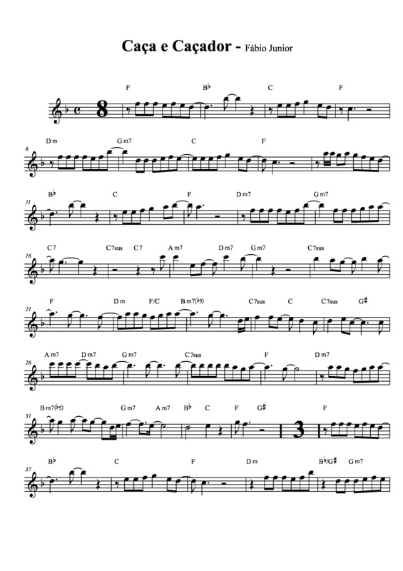 Partitura da música Caça e Caçador v.7