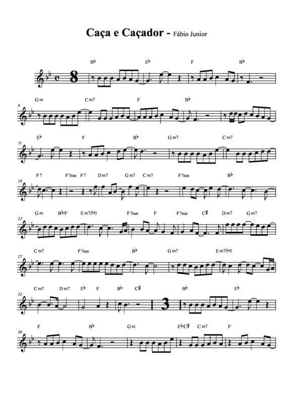 Partitura da música Caça e Caçador v.8