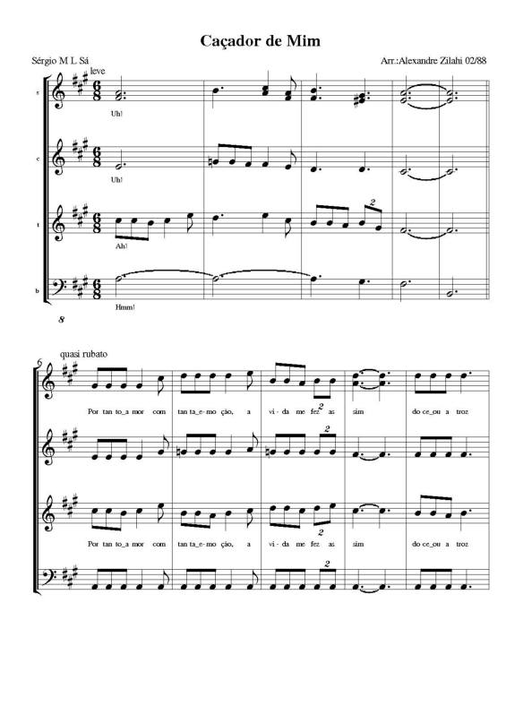 Partitura da música Caçador de Mim v.2