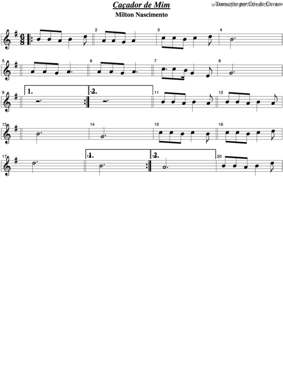 Partitura da música Caçador De Mim v.4