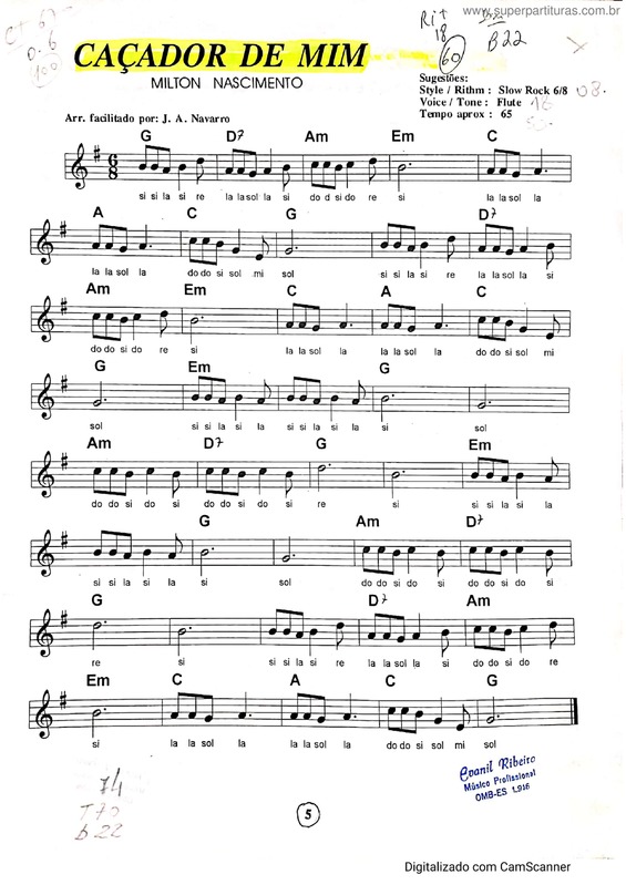 Partitura da música Caçador De Mim v.9