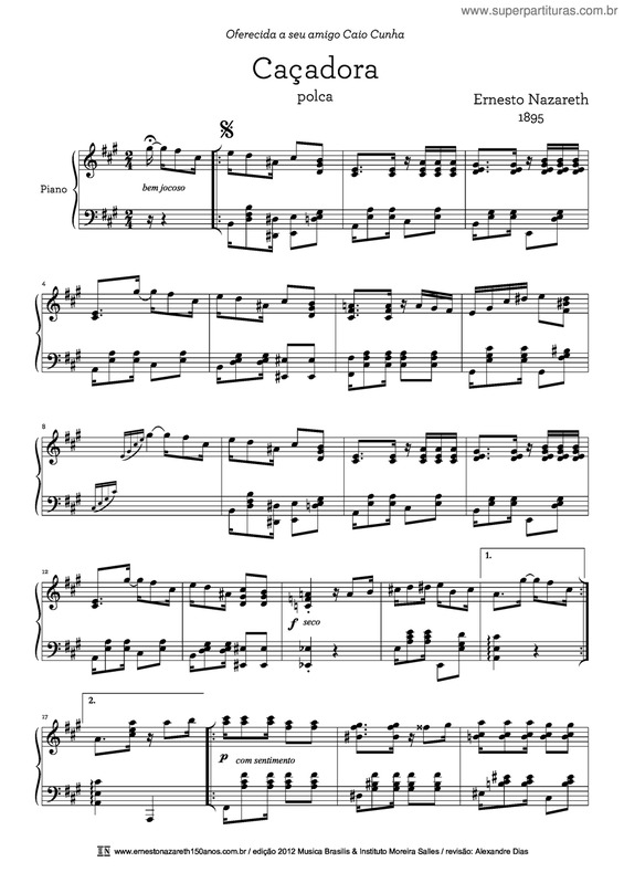 Partitura da música Caçadora v.2