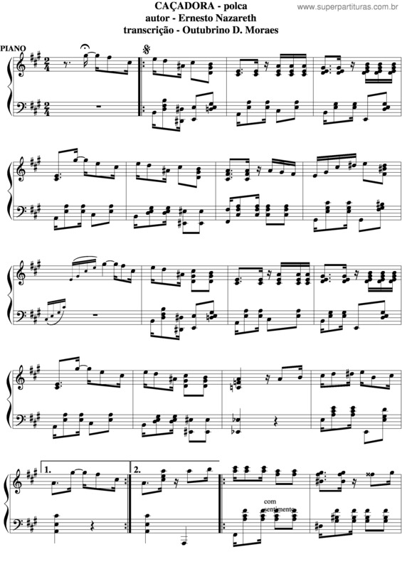 Partitura da música Caçadora v.3