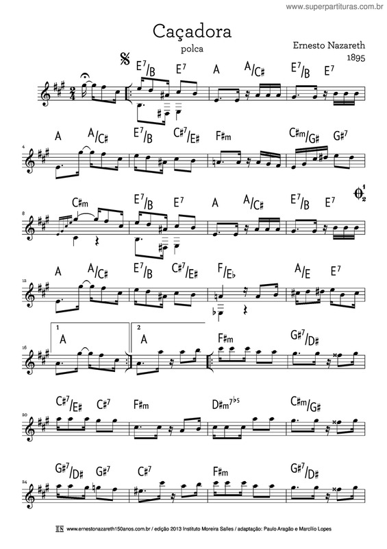 Partitura da música Caçadora