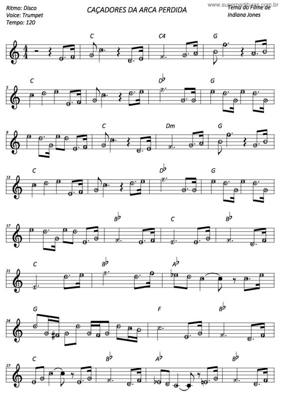 Partitura da música Caçadores Da Arca Perdida