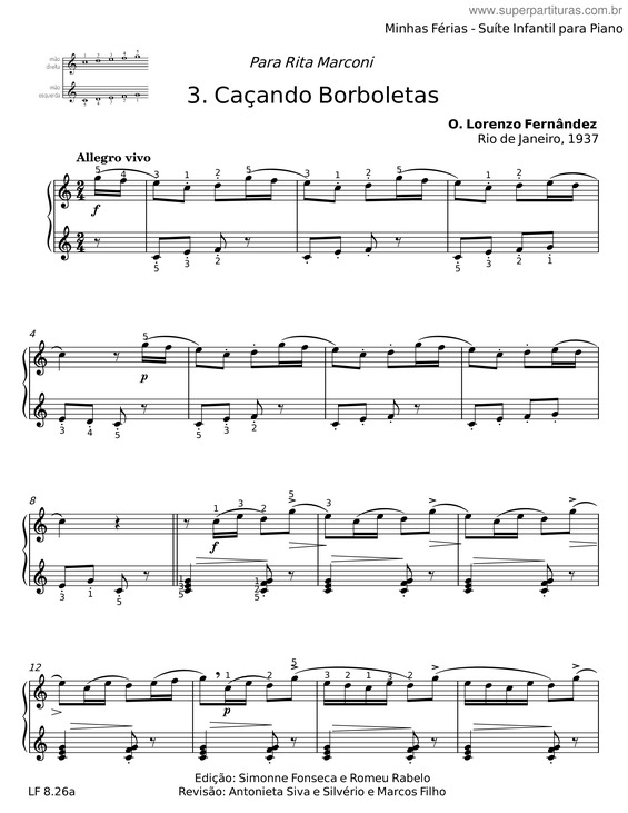 Partitura da música Caçando Borboletas