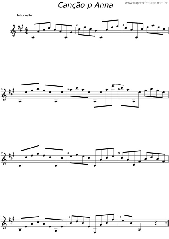 Partitura da música Caçao Para Ana