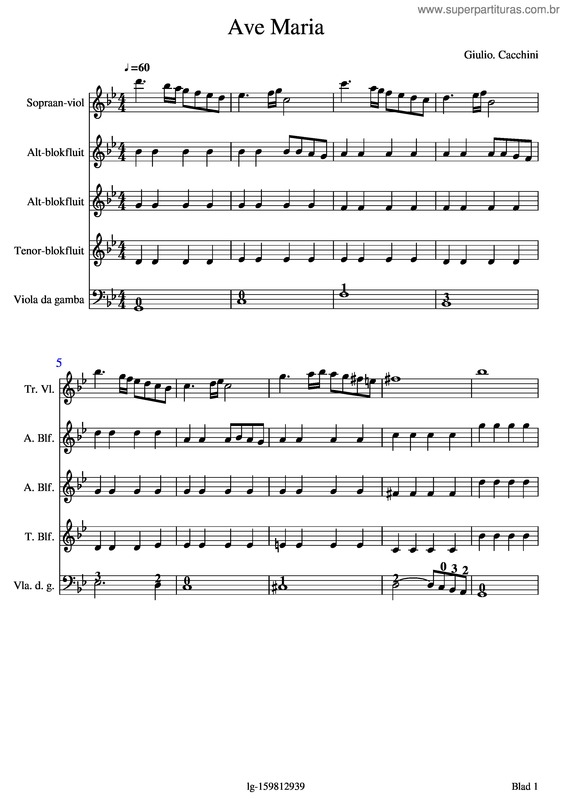 Partitura da música Cacchini Giulio. Ave Maria