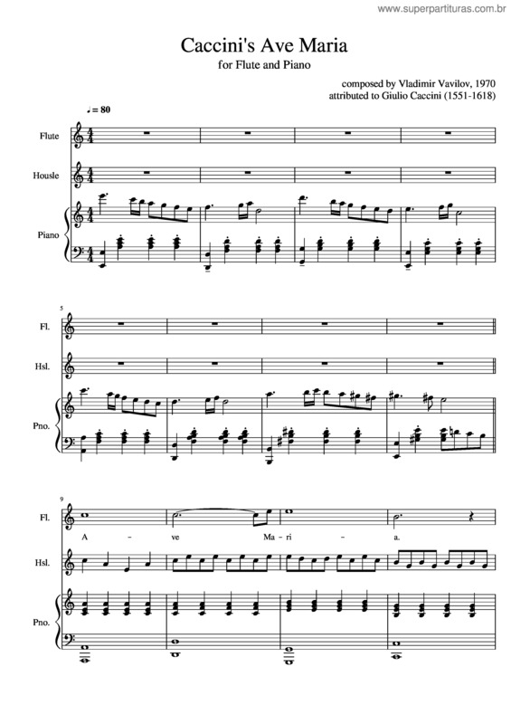 Partitura da música Caccini – Ave Maria For Flute
