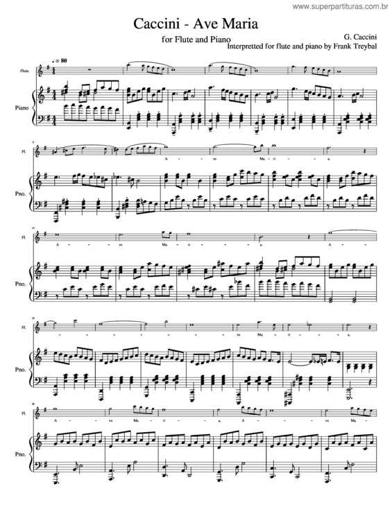 Partitura da música Caccini – Ave Maria G Major
