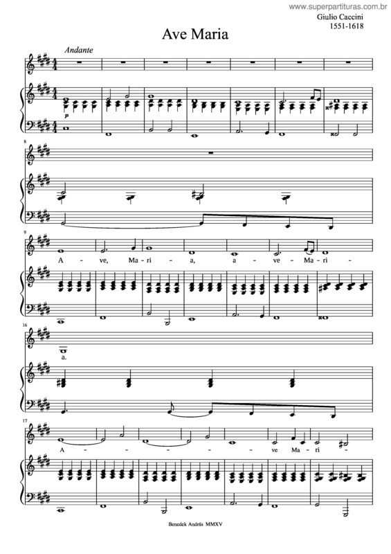Partitura da música Caccini Ave Maria Do