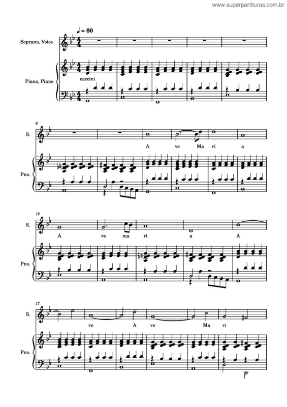 Partitura da música Caccini Ave Maria v.2