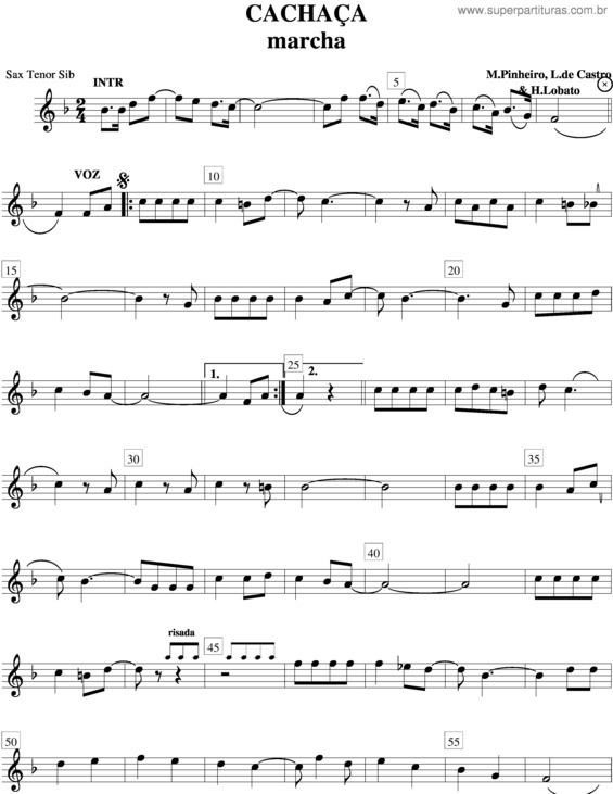 Partitura da música Cachaça v.2