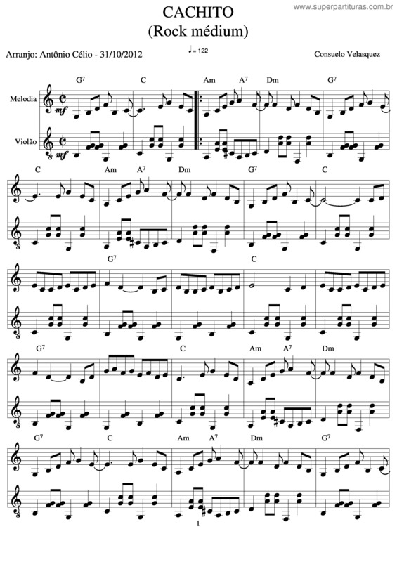 Partitura da música Cachito v.2