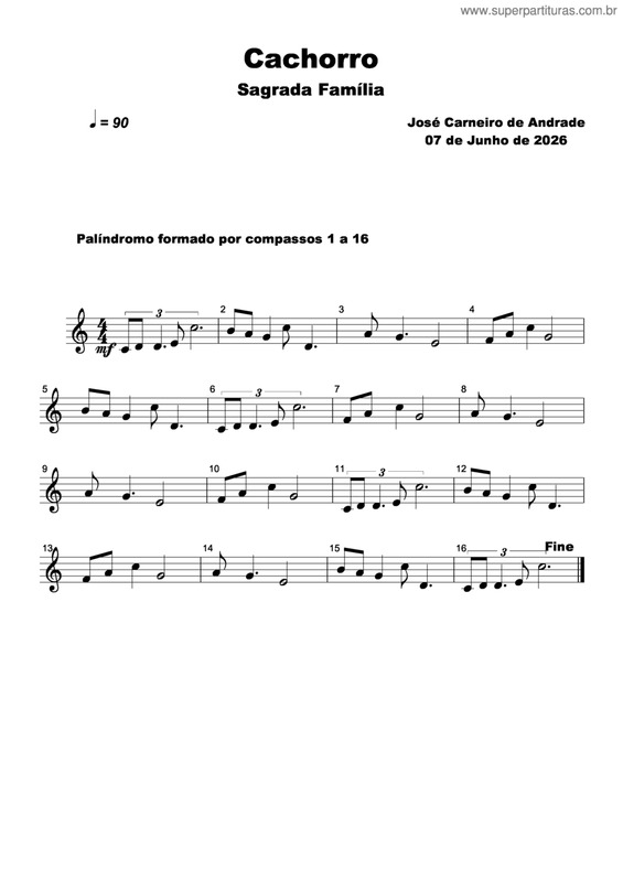 Partitura da música Cachorro